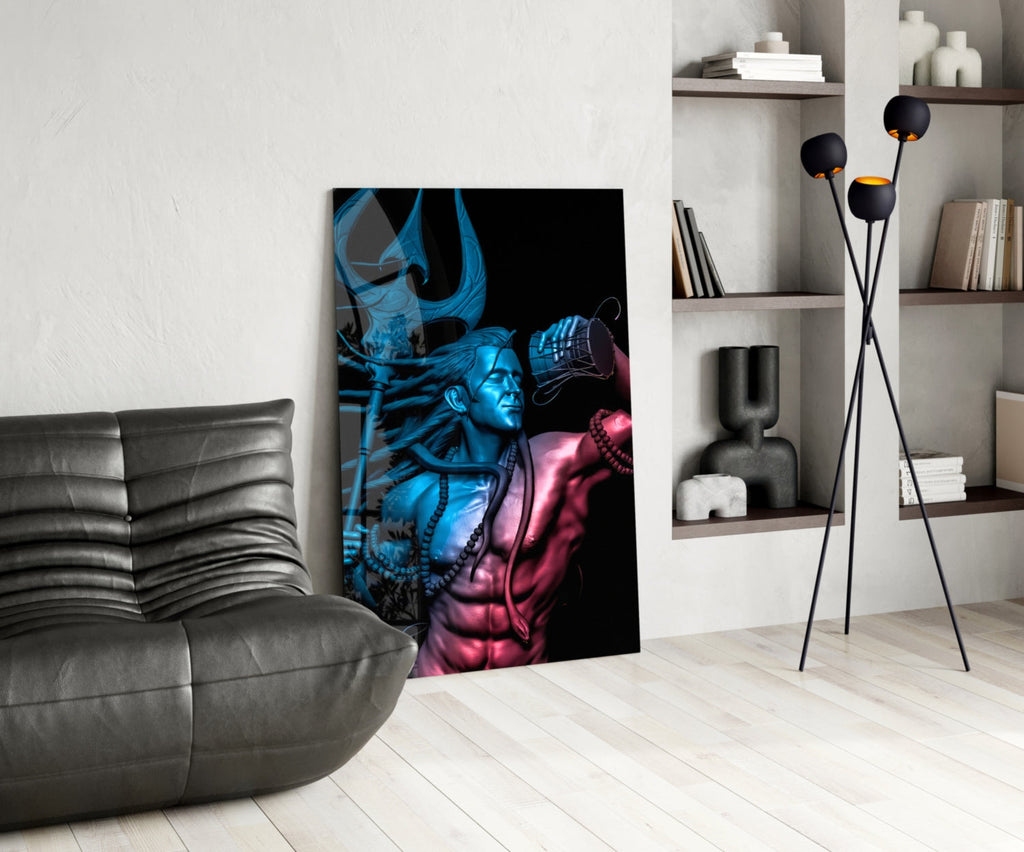 Har Har Mahadev Glass Wall Art