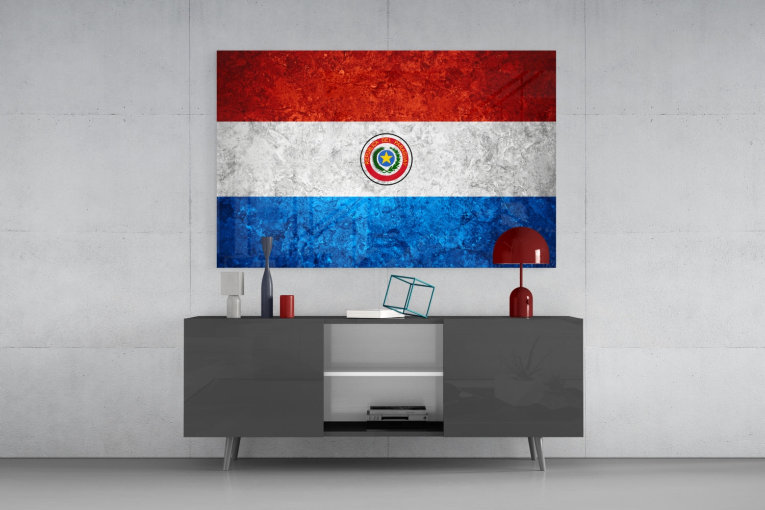 Flag of Paraguay Glass Wall Art