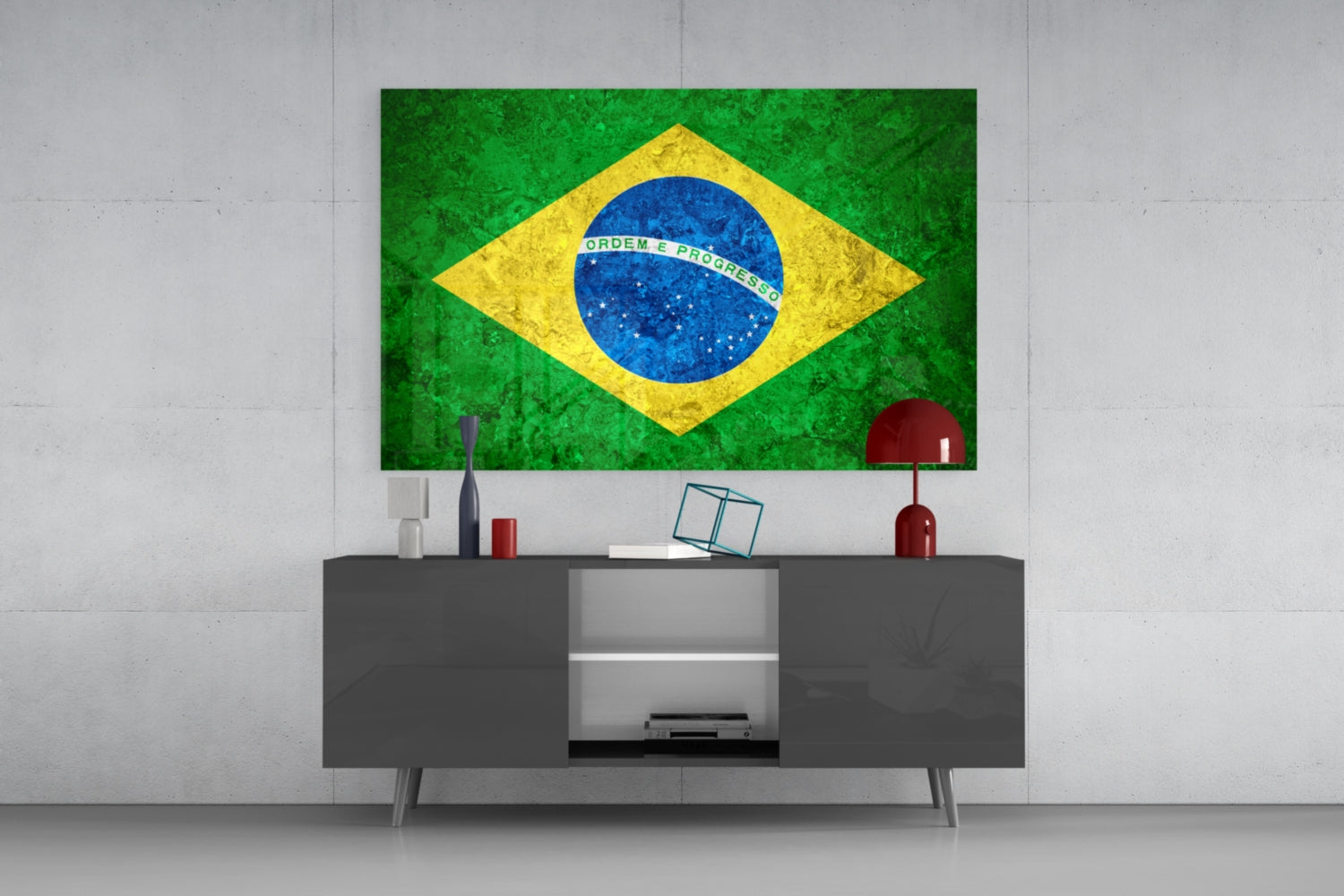 Flag of Brasil Glass Wall Art