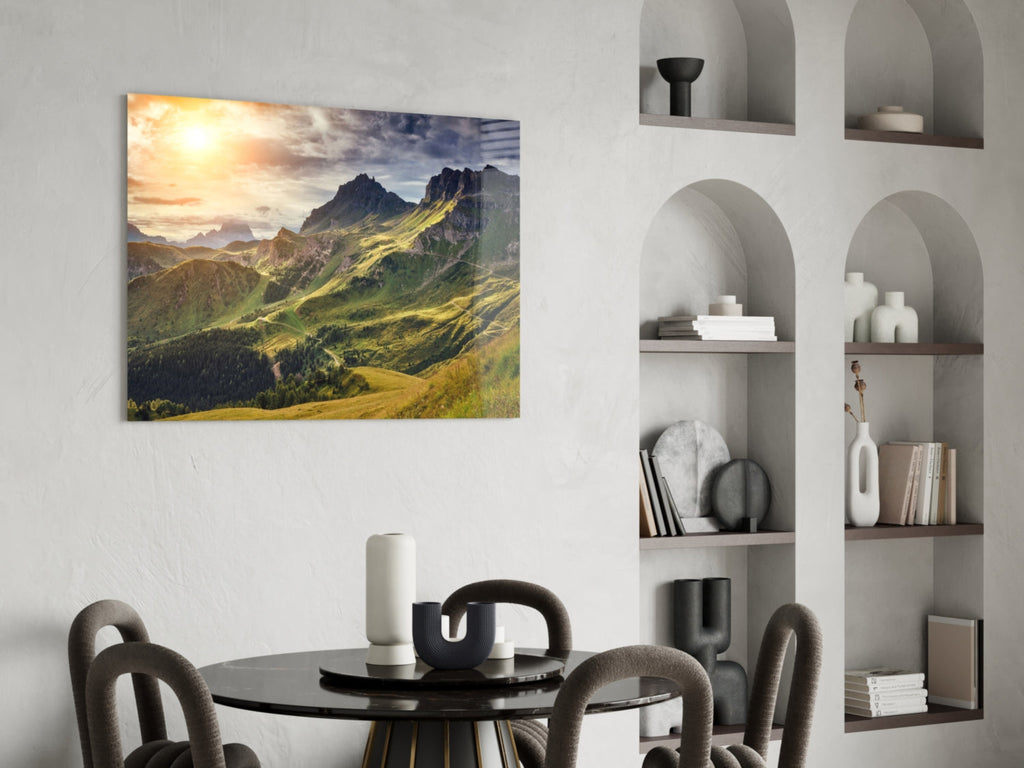 Mountain View Glass Wall Art