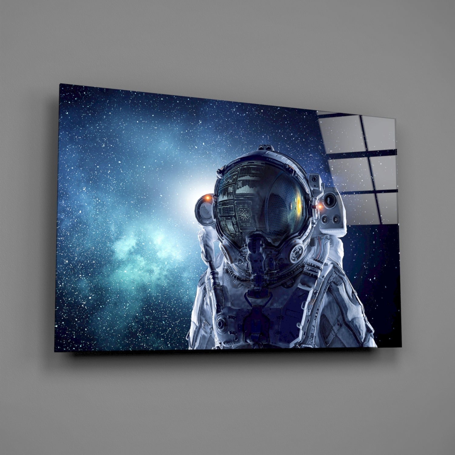 Astronaut In Space Glass Wall Art