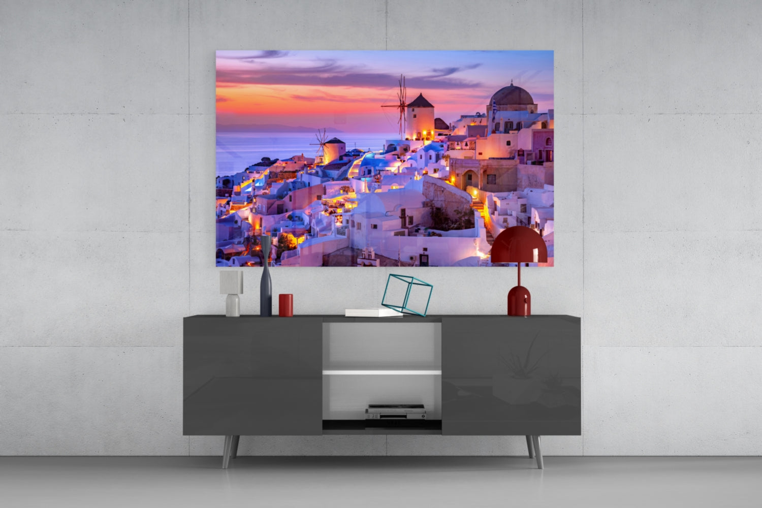 Santorini Glass Wall Art
