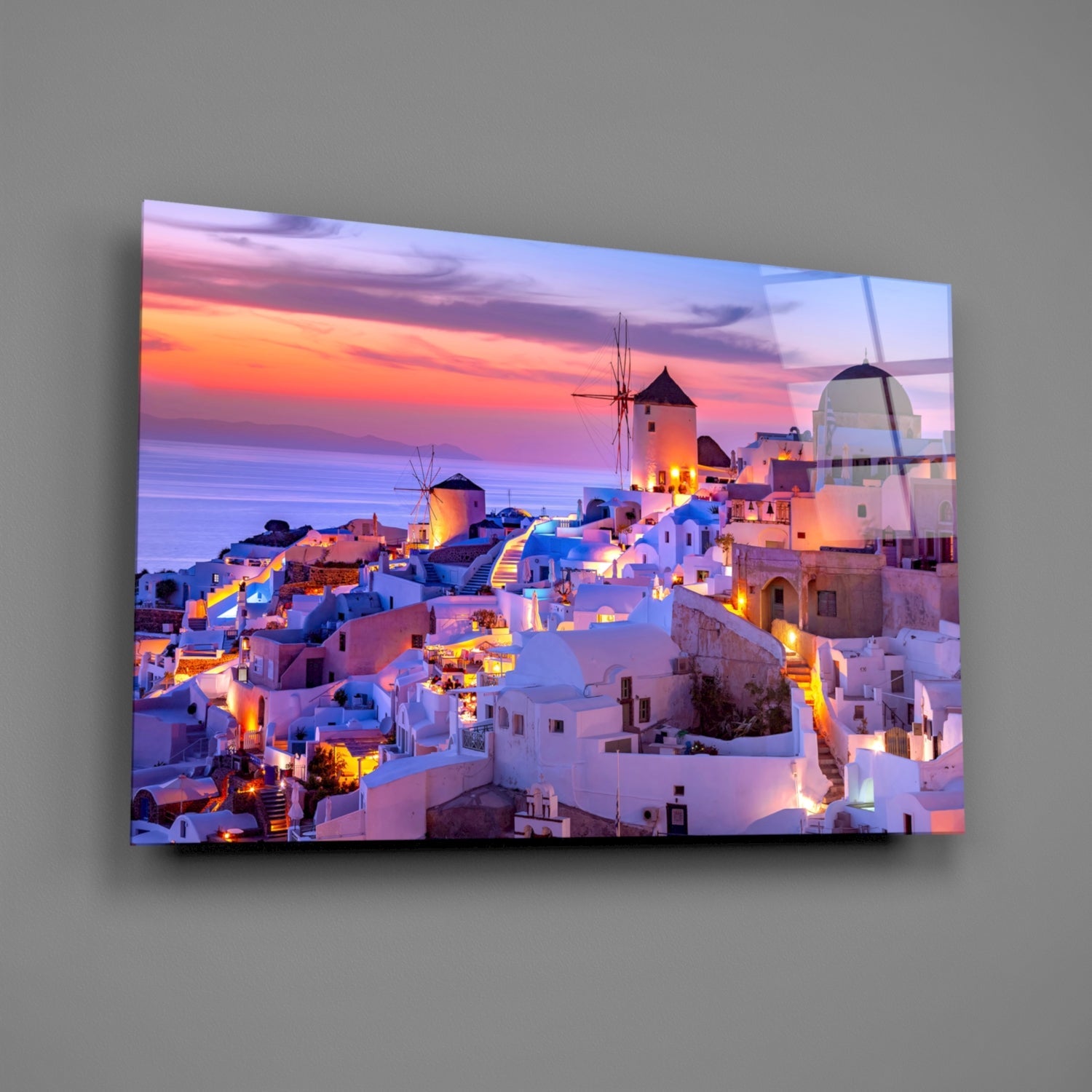 Santorini Glass Wall Art